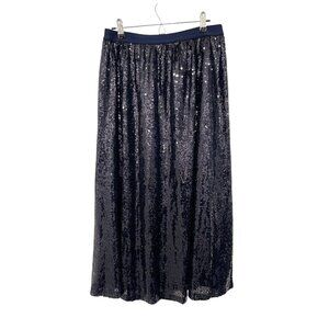 New DR2 Womens Dark Navy Sequin Midi Skirt Medum Evening
